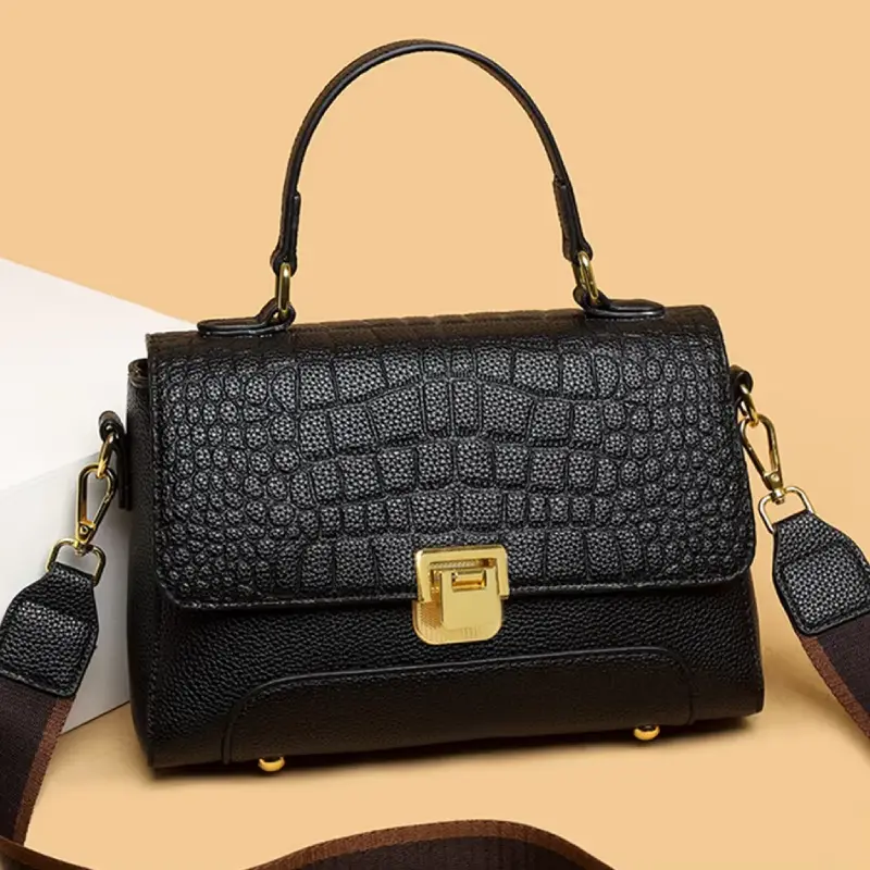 Crocod Pattern Leather Shoulder Bag