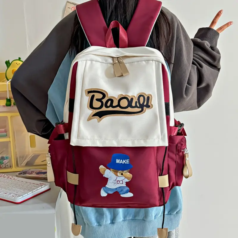 Bear Print Student Schoolbag